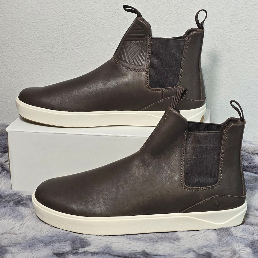 NEW OluKai Lae'ahi Mid‎ Mens Brown Leather Chelsea Boot 10559-4848 Size 10